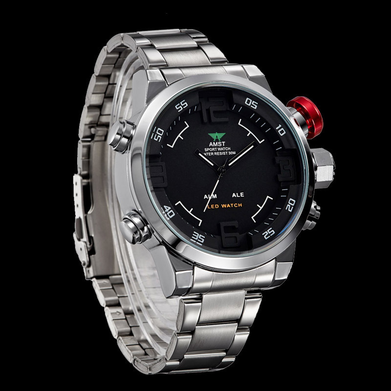 现货批发AMST艾美时特手表男多功能户外运动电子钢带石英男士手表