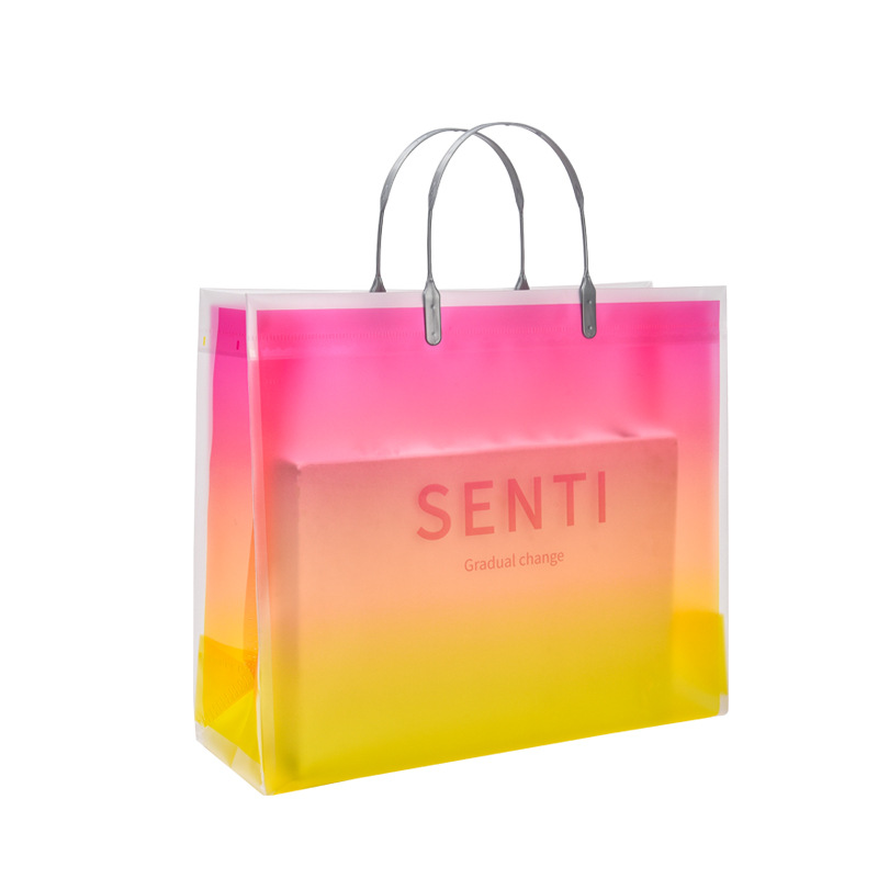 PVC gradiente Bolso de Plástico bolsa de regalo tienda de ropa bolsa de compras transparente caja de regalo bolsa de embalaje