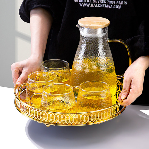 Wholesale cold water kettle glass high temperature resistant household explosion-proof tea kettle large capacity cool boiled water cup set refrigerator cool