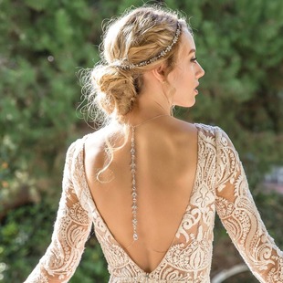 Fashion backless zircon back chain wedding accessories European and American high water drop necklace body chain women back chain