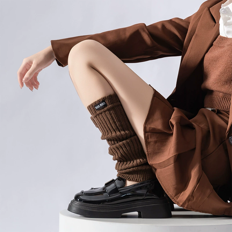 Women’s Miu Ribbed Calf Socks, Long Slouchy Style for Spring–Autumn, One Size