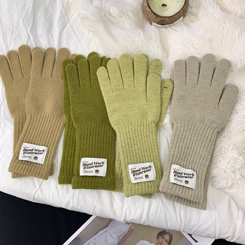 Guantes de ciclismo 2025, otoño y invierno nuevos guantes de punto de lana gruesa alargada guantes de dedo caliente al por mayor