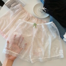 蜜桃淡雪～性感蕾丝安全裤女士中腰纯欲打底裤夏季诱惑平角内裤女