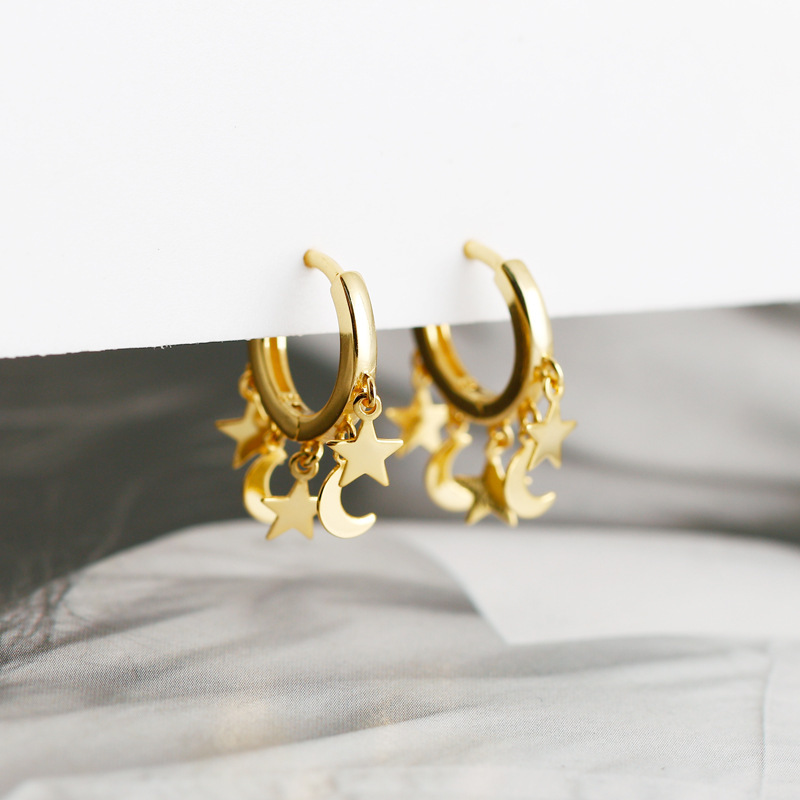 retro star and moon copper ear buckle wholesale Nihaojewelrypicture6