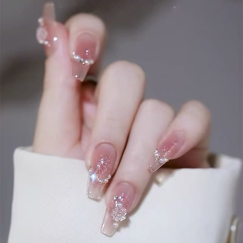 Tiktok Trending Wearable Nails Pure Desire Style Nail Stickers Blush Fairy Fake Nails Brightening Long Spring and Summer Manicure Tiktok Trending Wearable Nails Pure Desire Style Nail Stickers Blush Fairy Fake Nails Brightening Long Spring and Summer Manicure