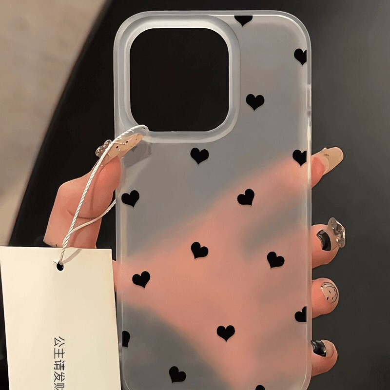 Korean black small love apple 16 mobile phone case iPhone15promax big hole 14 frosted 13 silicone 12 soft Korean black small love apple 16 mobile phone case iPhone15promax big hole 14 frosted 13 silicone 12 soft