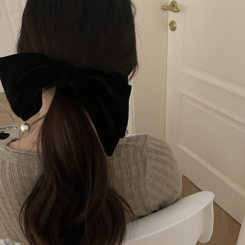 Horquilla para el pelo de terciopelo perlado de alta calidad de Ernie's Daily con lazo para niña, accesorio para el pelo con pinza lateral y flequillo_voghion.com