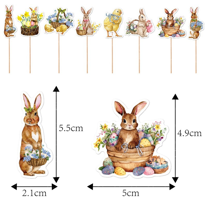 2024 Nueva Pascua fiesta decoración Tarjeta de inserción plug-in conejo Carnaval postre pastel decoración Tarjeta de inserción