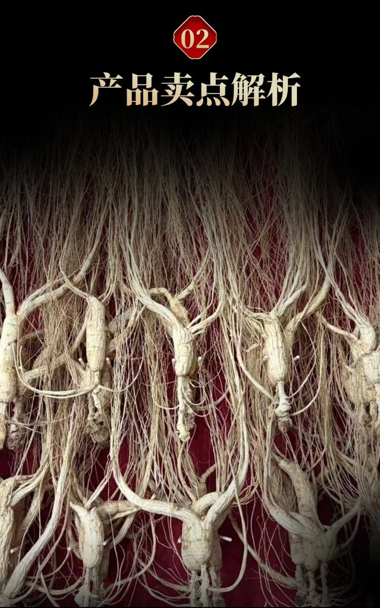 Dried Ginseng Roots 15-16 Years Jilin Grown Sun Dried Whole Roots for Cooking and Decoction key features