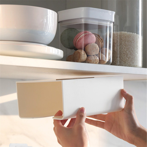 No-punch wall-mounted tissue box for living room and toilet creative traceless paper box for home kitchen multi-functional paper box
