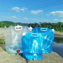 厂家PE折叠水壶带水龙头塑料储水折叠水袋户外野营车载折叠水桶