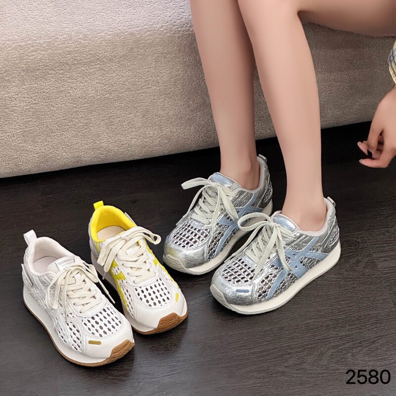 Summer Mesh Breathable White Shoes for Women Thin 2025 New Popular Style Woven Foot-Showing Small Forrest Gump Sports Training Shoes
