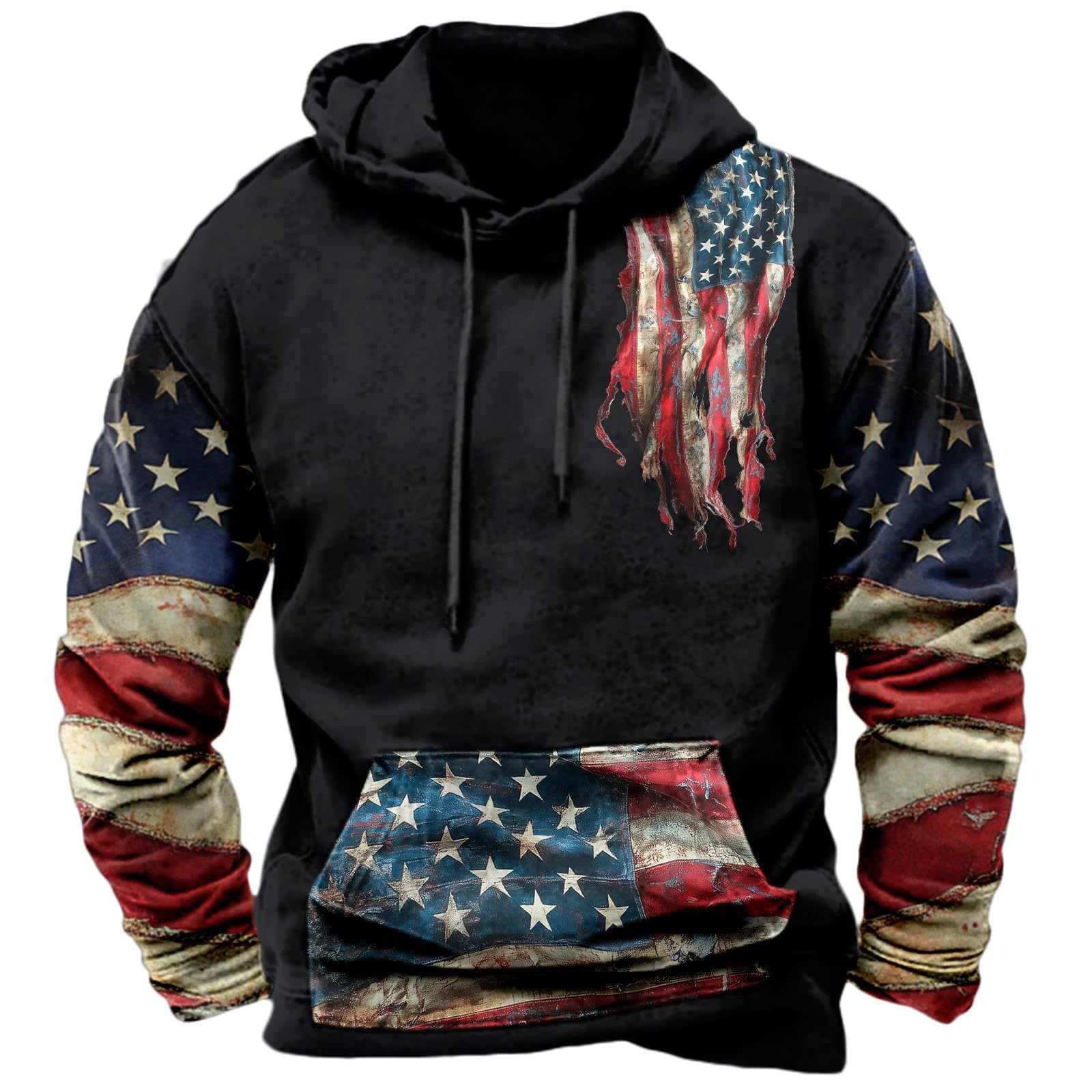 Transfronterizo 2025 nuevo estilo Amazon moda europea y americana casual patrón de estrella de cinco puntas suéter con capucha de manga larga MC15