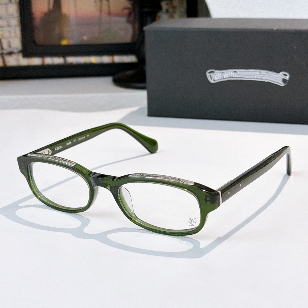 Chrome Hearts Rectangle Acetate Eyeglasses Olive