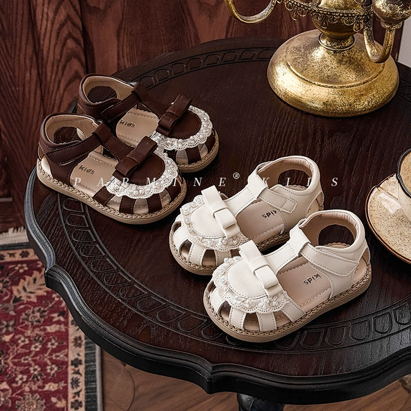 Детские летние босоножки для девочек, новые, с мягкой подошвой, бантом, пляжная обувь для малышек