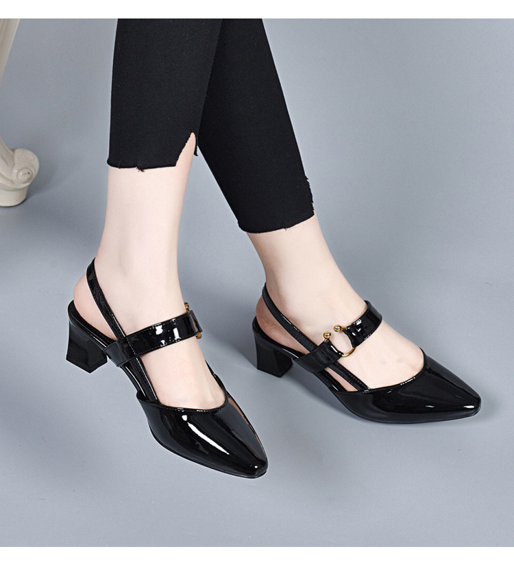 Giày cao gót nữ mũi nhọn da sáng chế, gót 7 cm, phong cách tiên nữ — Màu be cao gót 7 cm chi tiết 13