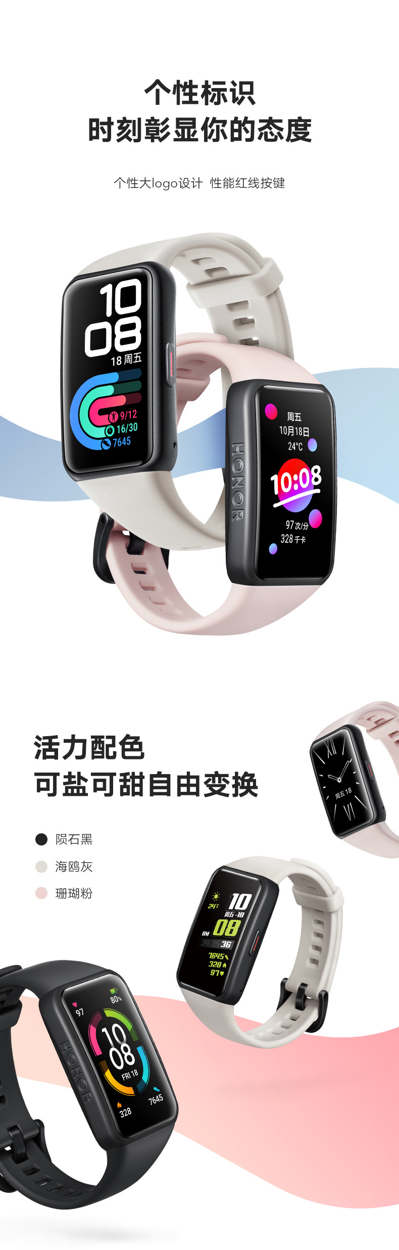 Compatible with Honor Band 6, blood oxygen, sleep, heart rate monitoring, NFC scan code payment, colorful screen, smart Bluetooth Band 6 Specification drawing