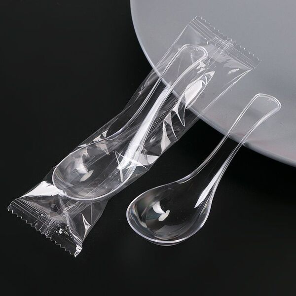 disposable plastic transparent spoon with rhinestones