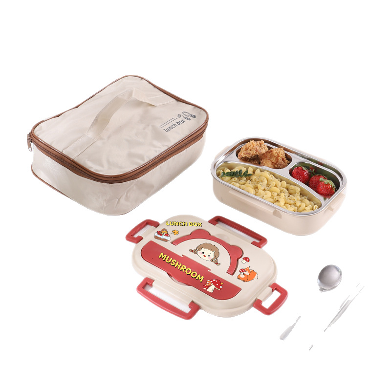 Fiambrera de acero inoxidable 304 de grado alimenticio Fiambrera para trabajadores de oficina, niños y estudiantes Fiambrera para platos divididos, caja bento para cantina