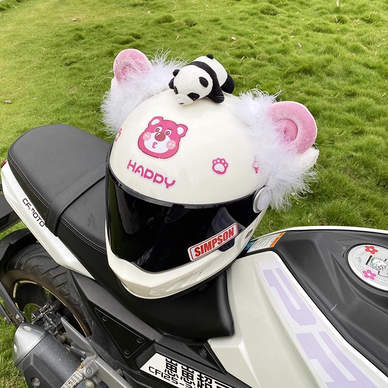Plush Sheep Ear Decoration for Motorcycle/Electric Car Helmet