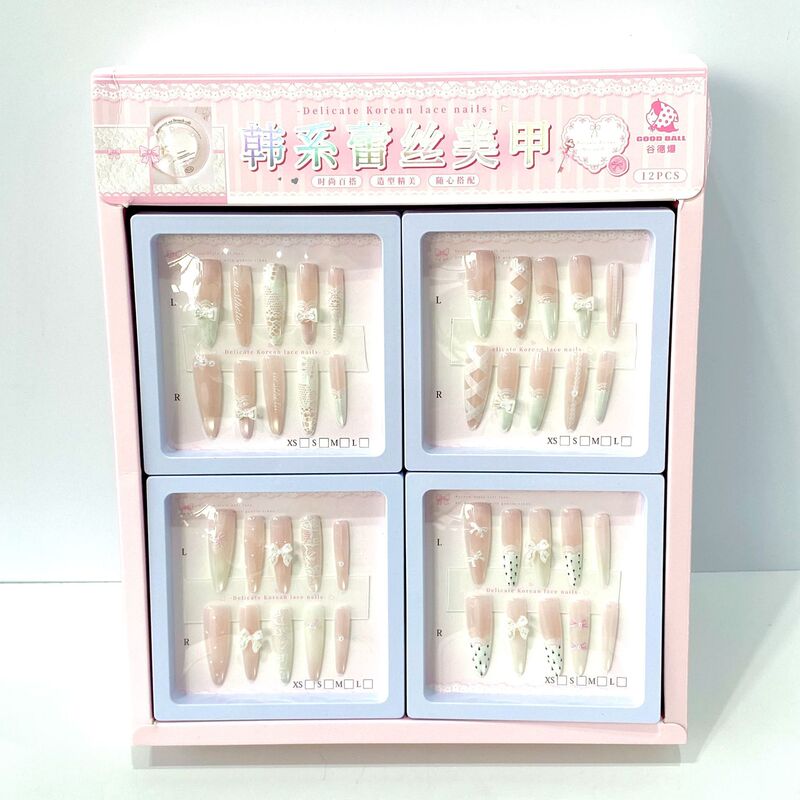Korean-style lace wearable nail art, removable nail patches for students and adults, high-appearance, Instagram-style nail stickers
