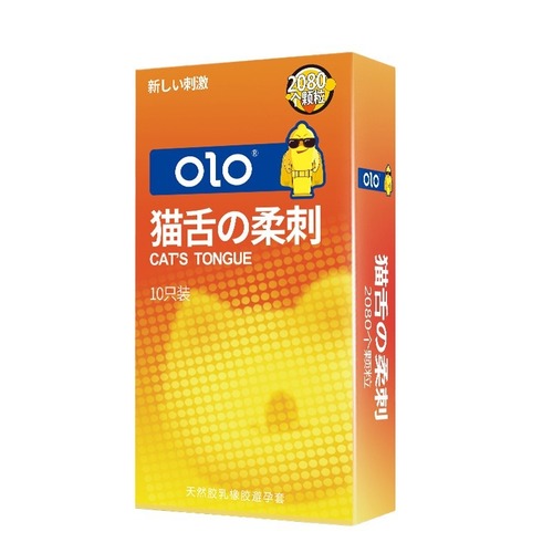 OLO long-lasting G trendy cat tongue condom cat tongue sleeve 3D large particle condom sexy wolf teeth condom wholesale for adults