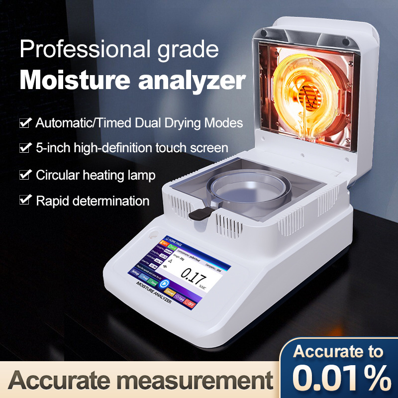 High-Precision Halogen Moisture Meter Rapid Moisture Meter Food Flour Medicinal Material Moisture Content Tester Measuring Instrument