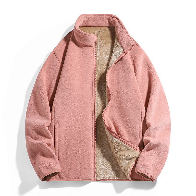 high quality fleece-lined Thickened Coat Autumn and Winter Women's Lamb Velvet Sweatshirt Jacket Ollie Velvet Collar Pink Fleece