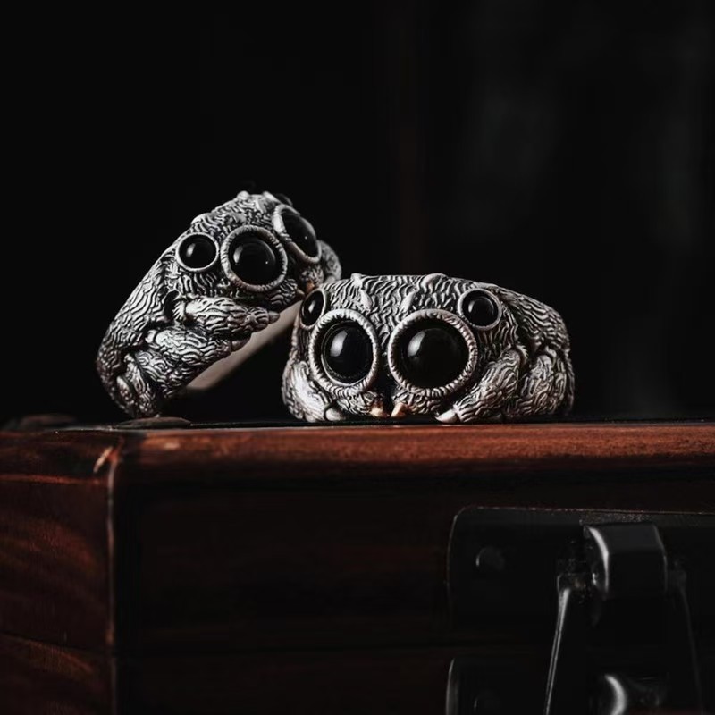 Cross Border Jumping Spider Ring Jumping Spider Ring Creative Exaggerated Animal Opening Ring