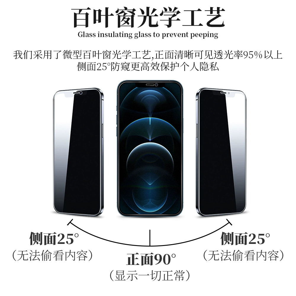 Противоозорная закалённая плёнка для iPhone 12, приватная плёнка (25°), защитная плёнка