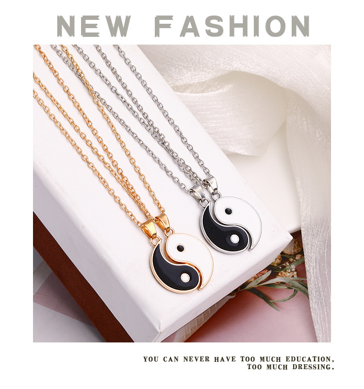 Amazon New Drop Oil Necklace Taichi Pattern Pendant Necklace European and American Fashion Geometry 