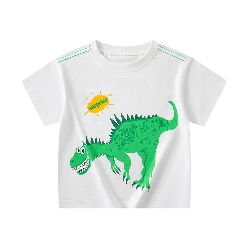 Ropa de moda infantil de verano de mangas cortas para niños, camisetas de dinosaurios para bebés varones, ropa de chatarra, nueva fuente de productos en una pieza