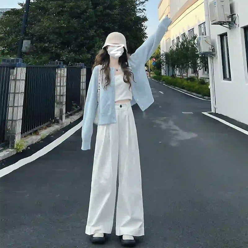 法式蓝色针织开衫女春秋新款宽松气质小个子休闲百搭软糯短款外套|undefined