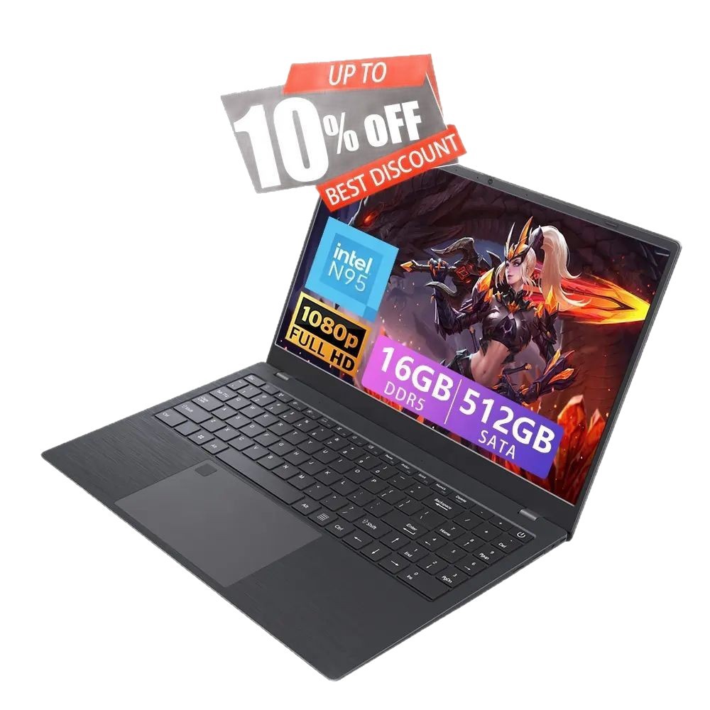 Nuevo portátil de 15.6 pulgadas N95/N100 de alta definición, pantalla grande, bolso de oficina para negocios, portátil delgado y ligero, personalizable