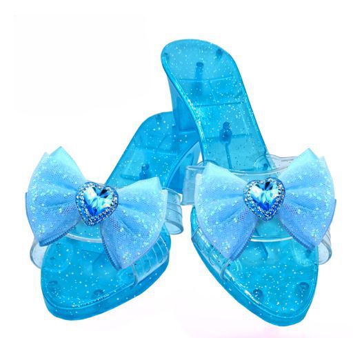 Venta caliente transfronteriza para vestir a la casa zapatos de juguete zapatos de princesa antideslizantes arco rosa azul púrpura niña tacones altos regalo