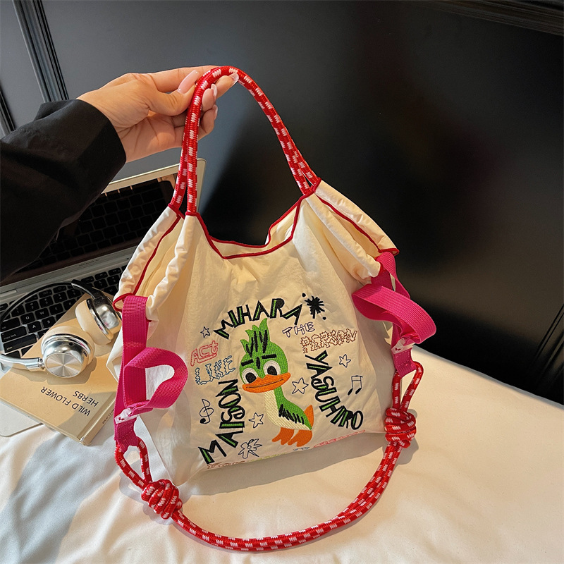 时尚百搭日系购物袋女BallChain包拉链版手提单肩包刺绣bag斜挎包|undefined