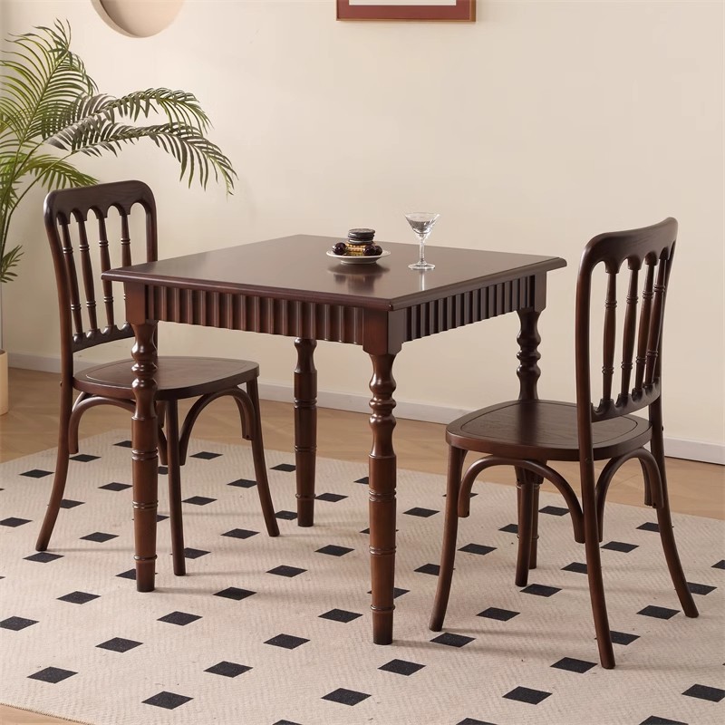 American Retro Rectangular Western Food Bar Table French Medieval Solid Wood Dining Table Cafe Dessert Shop Dining Table and Chairs