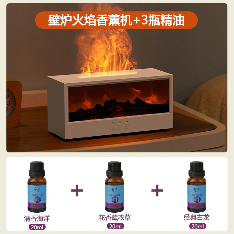 Nueva chimenea máquina de aromaterapia de llama Humidificador de chimenea de carbón de simulación 3D Escritorio doméstico Control remoto Luz ambiental colorida