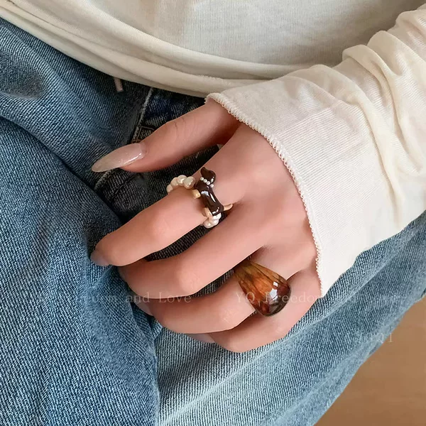 Korean Style Simple Dachshund Dog Ring Stackable Wear Retro High-end Fashion Personality All-match Sweet Beauty Finger Ring