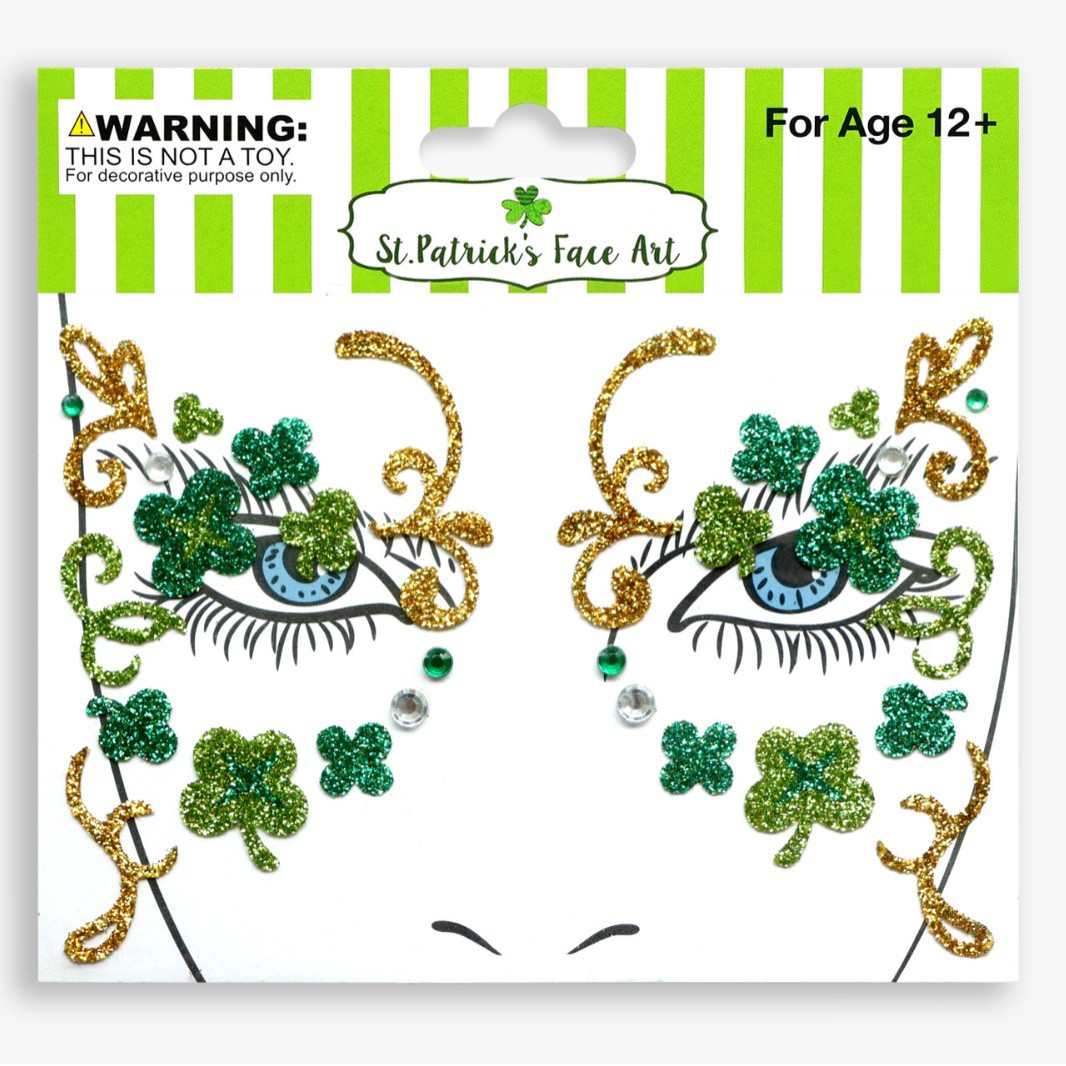 祝日のパーティーの舞台の化粧は顔を貼って化粧のシールを貼ります。