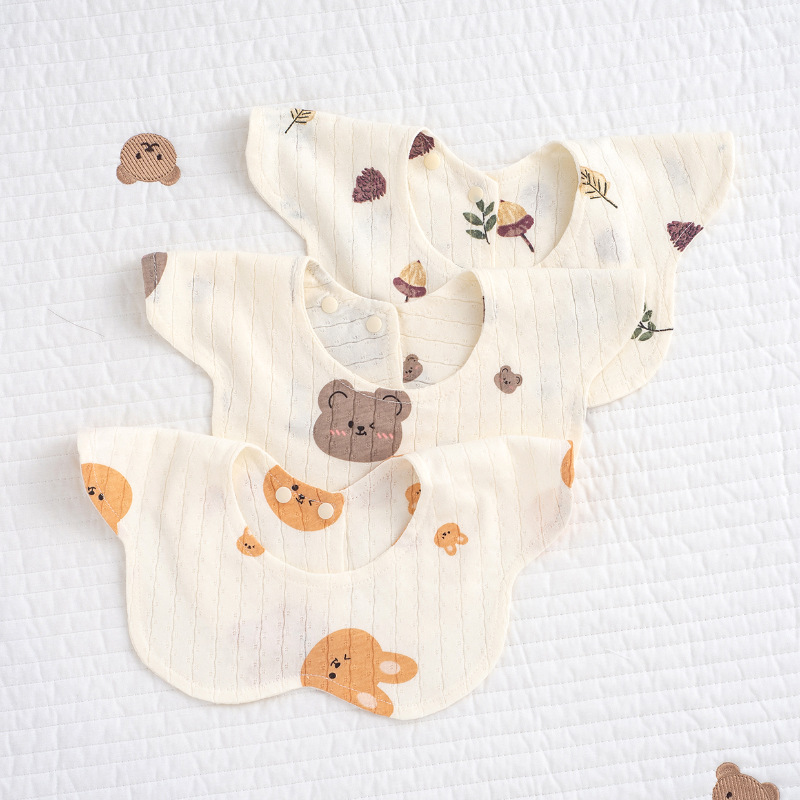 Male and Female Baby Pure Cotton Saliva Towel Newborn Baby 360 Petal-Shaped Absorbent Bib Non-Waterproof Summer Thin Bib