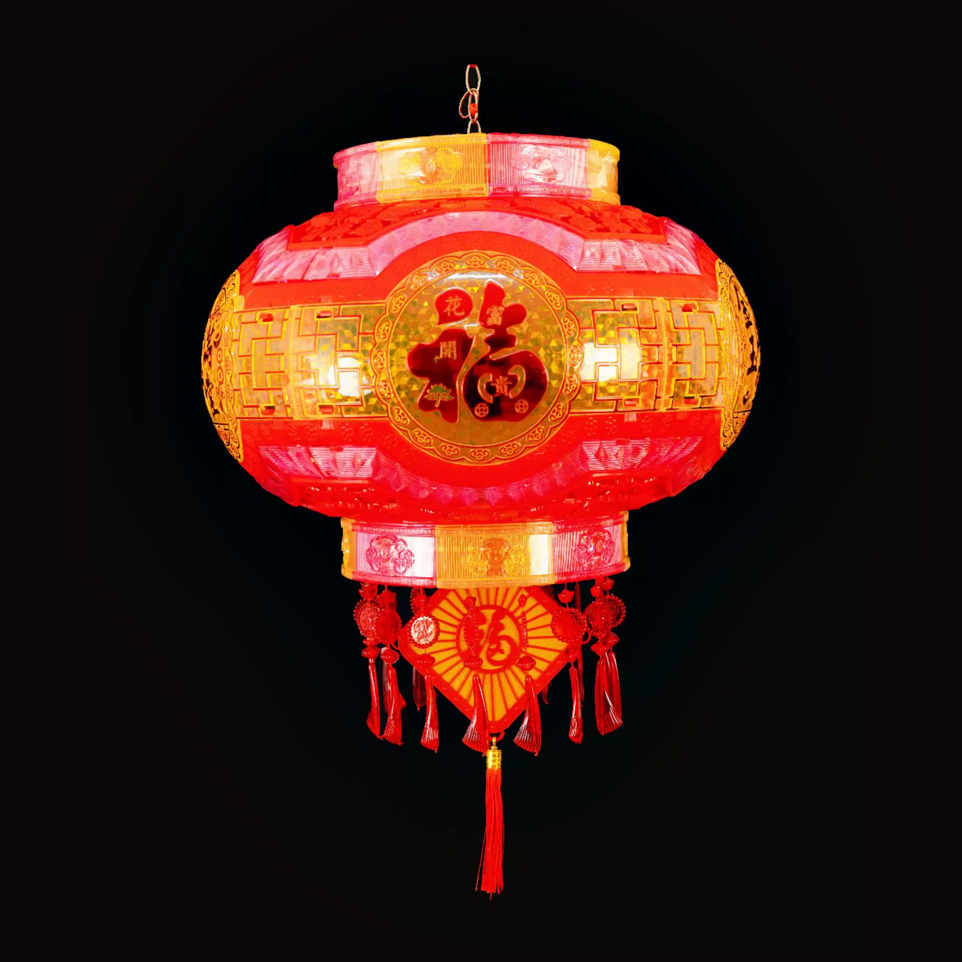 新款led走马灯旋转七彩电灯笼福字新年装饰春节乔迁灯笼厂家批发