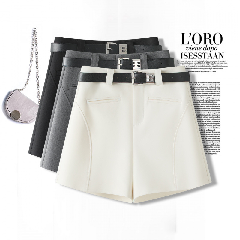 White Versatile Casual Wide-Leg Shorts for Women, Summer 2026 New Popular High-Waisted A-Line Slimming Suit Pants