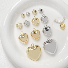 18k铜镀真金强保色光面爱心吊坠diy手工饰品手链项链串珠配件