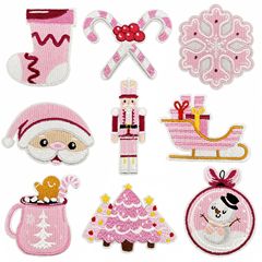 クロスボーダーかわいいピンク漫画クリスマス刺繍布ステッカーバッジギフトパッチ装飾コンピュータ刺繍スポット卸売