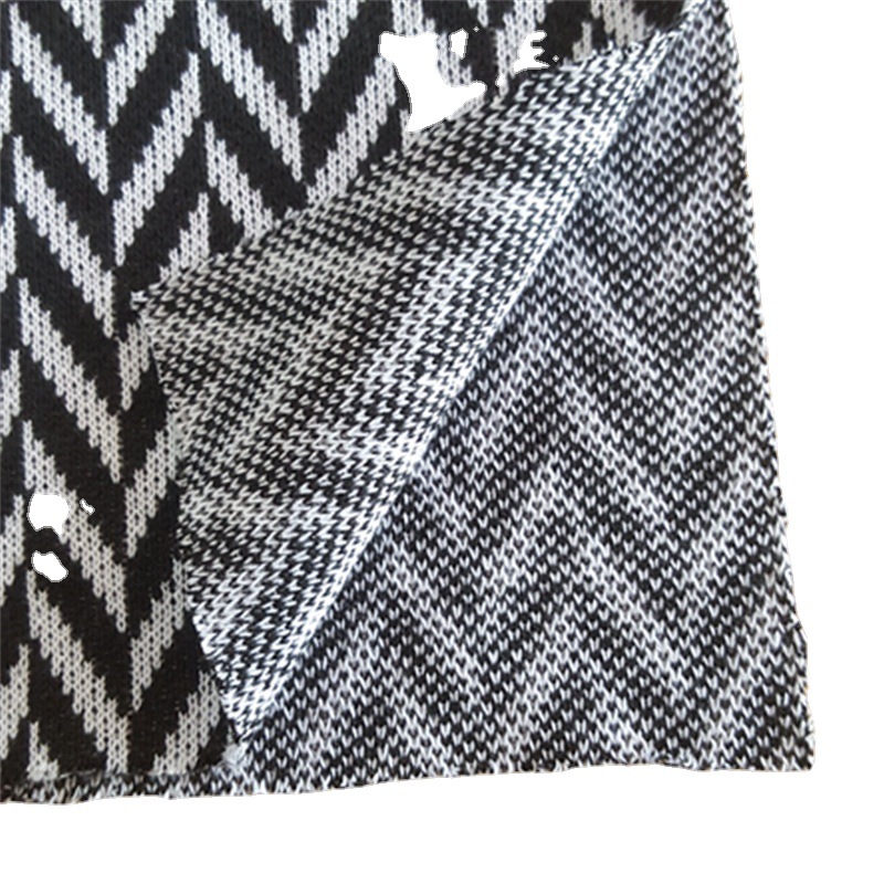 Nueva Navidad tela de lana jacquard paño de lana blanco y negro de punto jacquard tela cilindro tejido de punto fábrica al por mayor