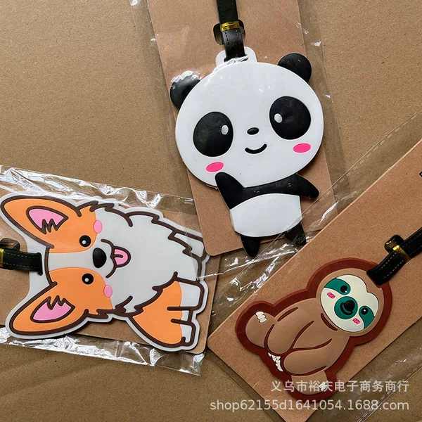 Creative Shiba Inu Luggage Tag Sloth Cartoon Pvc Soft Rubber Boarding Pass Panda Silicone Luggage Tag Cross-Border