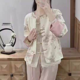 新中式国风醋酸撞色烫金印花薄款气质通勤时尚潮流穿搭女士衬衫