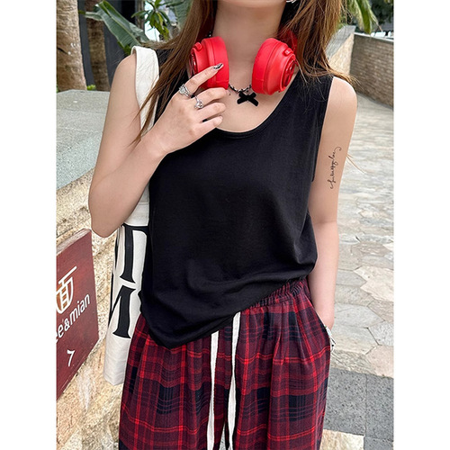 2025 Summer Plain Strappy Backless Top Snowflake Cotton Innerwear Outerwear Stylish Thin Sheer Cotton Linen Sleeveless Top for Women
