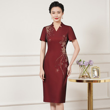 广州厂家批发喜婆婆婚宴敬酒晚礼服中老年经典妈妈连衣裙优雅气质